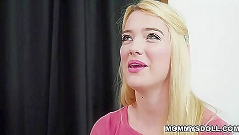 Sexy young blonde strips and her pussy