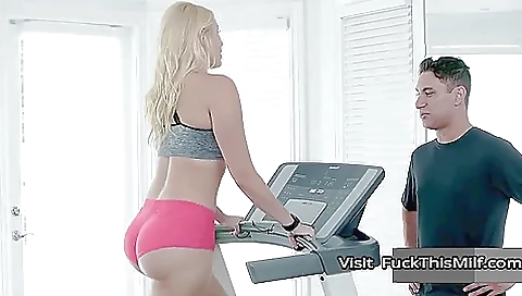 Big Ass Blonde Married Woman Seduces Her Hunk Personal Trainer During Workout - Hotel